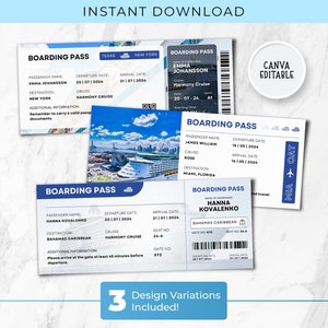 Cruise Ticket Boarding Pass Template, Editable Cruise Airline Ticket Canva Templates, Cruise Fake Plane Ticket, Cruise Travel Invitation