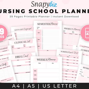Nursing School Planner, Printable Nursing Planner PDF, Academic Planner for Nursing Students, Nursing Notes Study Guide Template, Digital