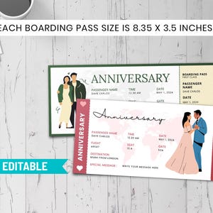 Anniversary Ticket Boarding Pass Template, Editable Anniversary Airline Ticket Canva Templates, Happy Anniversary Gift Ticket Invitation