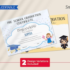 Bewerkbare Canva-sjabloon voor diploma-uitreiking, afdrukbare cadeaubon, afdruksjabloon diplomaafstuderen, aangepaste prijsherkenning CT-199