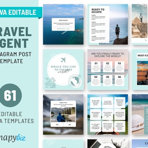 Travel Agent Instagram Template, Travel Agent Instagram Posts, Travel Agent Flyer, Travel Blogger Templates Canva, IG-8