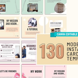 Instagram Karussell Vorlagen Bundle, bearbeitbare Instagram Karussell Post-Vorlagen Canva Karussell Marketing Vorlage Instagram Inhalterstellung