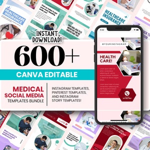 Medical Social Media Template Bundle, Medical Social Media Template for Canva, Medical IG Template, Medical Post-Story, Psychologist Health
