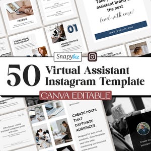 Virtual Assistant Instagram Templates, Editable Canva Templates, Virtual Assistant Social Media, Virtual Assistant Canva Instagram Templates