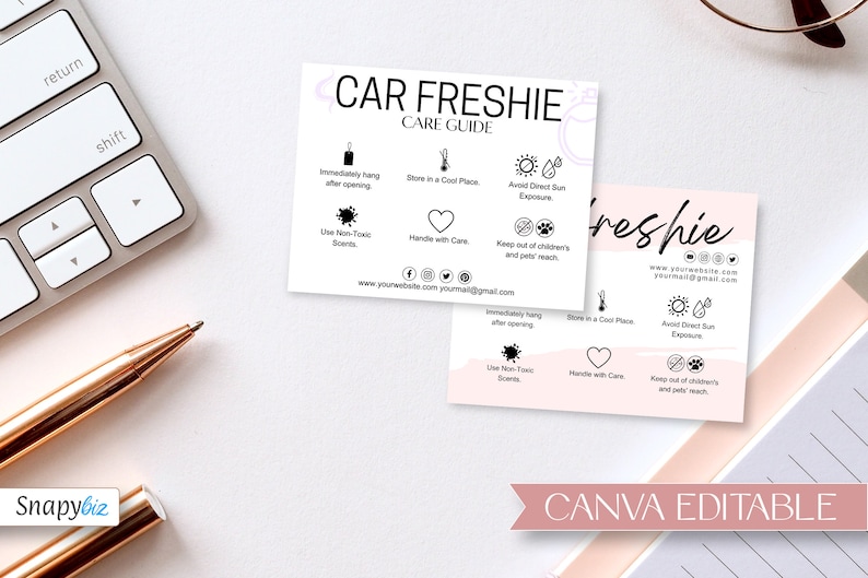 Car Freshie Care Card, Editable Canva Template for Small Business ...