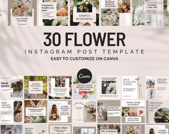 Flower Instagram Templates, Editable Floral Post for Canva, Florist Marketing Kit, Social Media Template, Small Business, Pink Aesthetic
