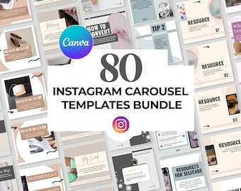 80 Instagram Carousel Templates Canva, Social Media Post Bundle, Seamless Carousel, Content Creator, Small Business Marketing, Editable