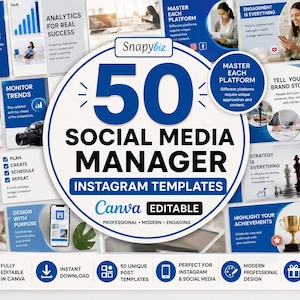 Social Media Manager Instagram Template | Canva Engagement Content for Business Coaches Freelancers | Modern Editable Digital Design