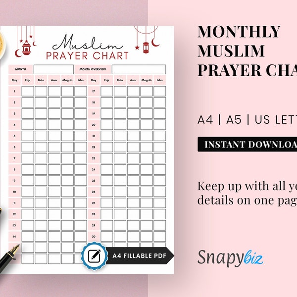 Printable Islamic Kids Salah Tracker, Daily Salah Prayer Tracker, Salah Chart Prayer Tracker, Salah Sheet Islamic Prayer, Islamic Lifestyle