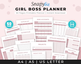 Girl Boss Planner stampabile: obiettivi personali e per piccole imprese (download PDF)