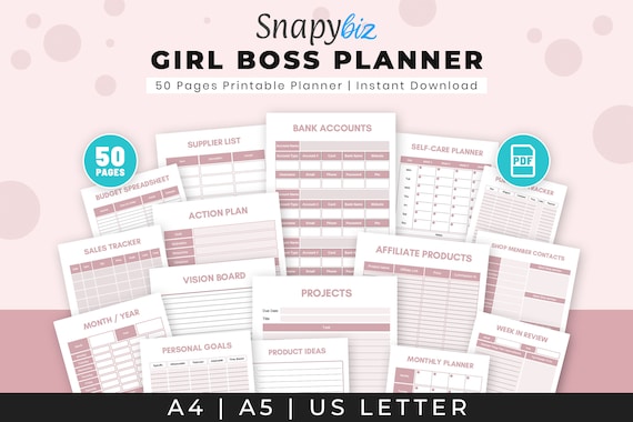 Girl Boss Planner Small Business Planner Printable Female - Etsy