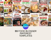 Food Blogger Pinterest Pin Templates, Canva Editable Templates, Social Media, Foodie Recipe, Kitchen Cooking