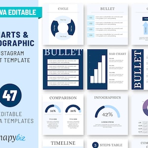 Instagram Charts and Graphs Post Template, Infographics and Diagrams for Wellness Coaches & Course Creators, Graph Temp