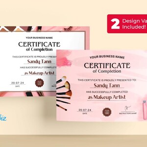 Makeup Certificate of Completion Template, Printable Lash Artist ...