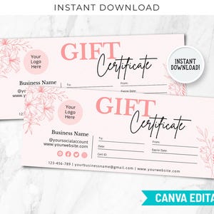 Boho Gift Certificate Template, Editable Gift Card, Custom Gift Template, Digital Gift Certificate, DIY Gift Voucher, Small Business Canva