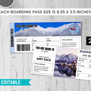 Verrassingsticket voor reis naar Oostenrijk, canva-instapkaart (digitale download)