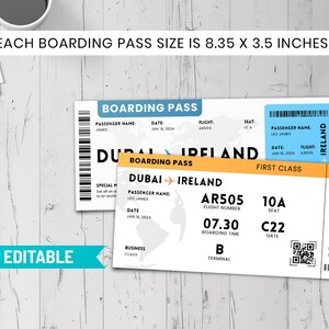 Modèle de carte d'embarquement pour l'Irlande, modèles modifiables sur toile de billet d'avion pour l'Irlande, imprimable vacances surprise en Irlande, billet d'avion personnalisé