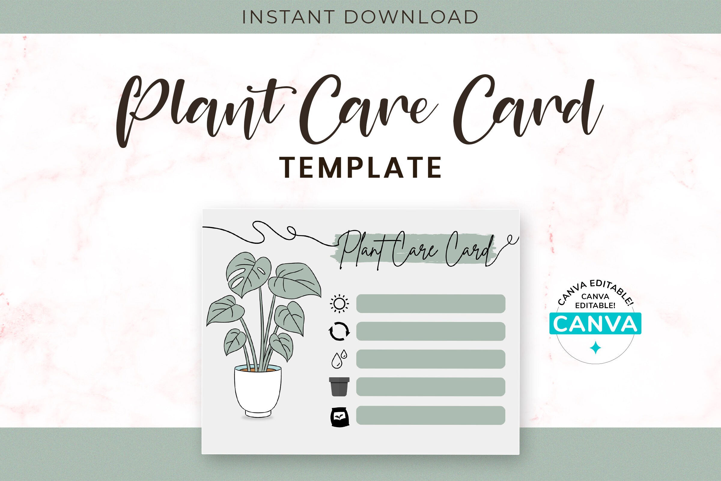 Printable Plant Care Cards Template Editable Plant Care Card - Etsy