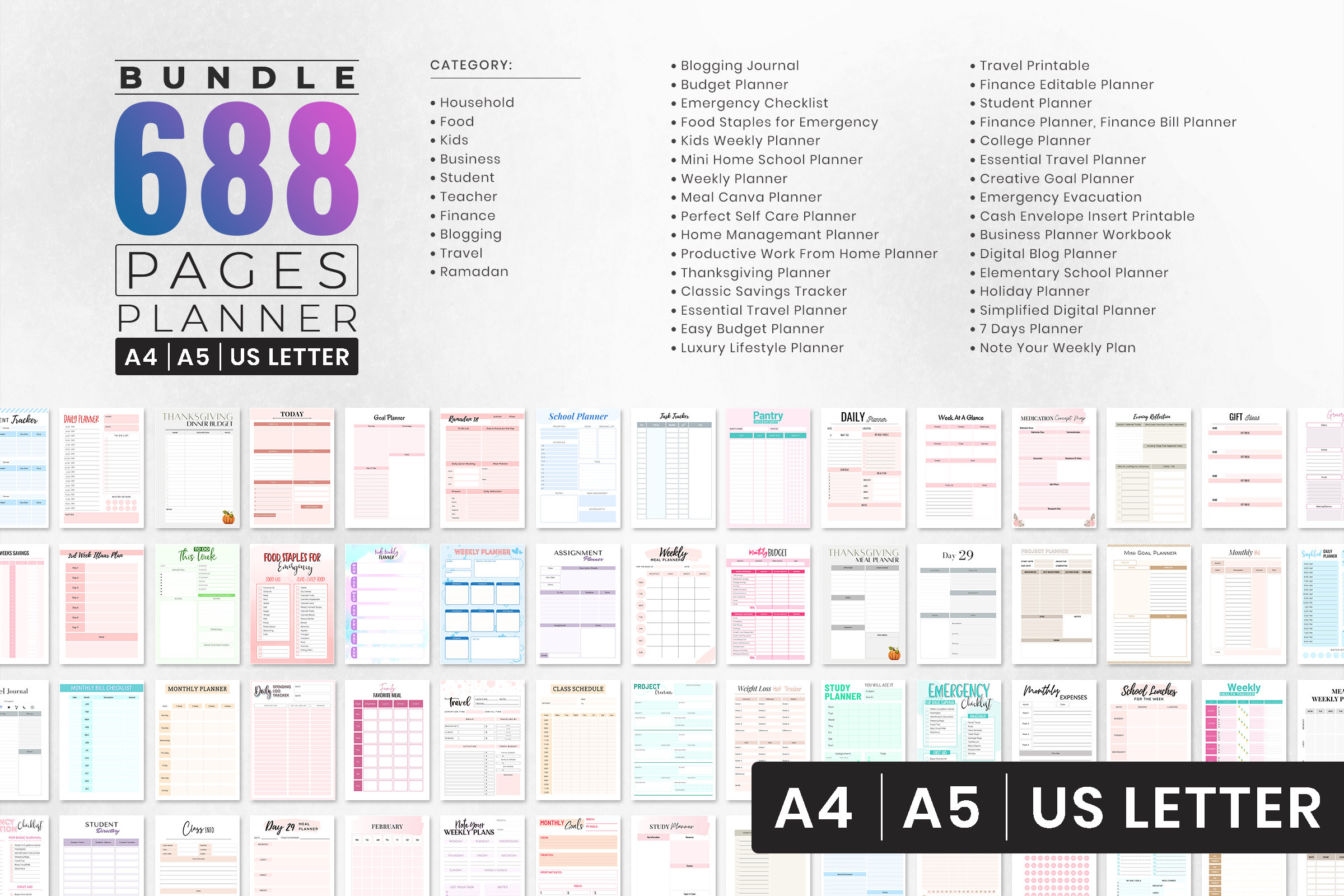 600 + Ultimate Life Home Management, Printable Planner Template Bundle ...