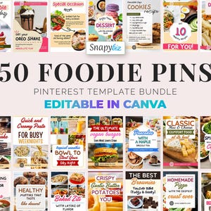 Food Blogger Pinterest Pin Templates, Pinterest Pin Template Canva Food Pinterest Templates Für Food Blogger Pinterest Marketing Food Pins