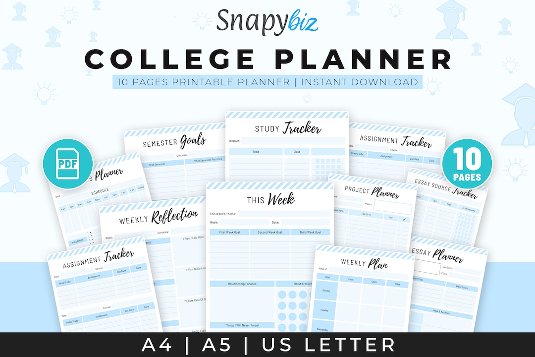 A4 College Printable Planner College Student Printable - Etsy