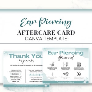 Ear Piercing Aftercare Card Canva Template Printable Piercing - Etsy