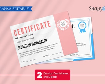 Szablon certyfikatu ukończenia do druku, nowoczesna nagroda DIY (cyfrowa)