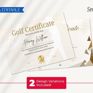 Editable Golf Award Certificate Template, High School Team Awards (Canva)