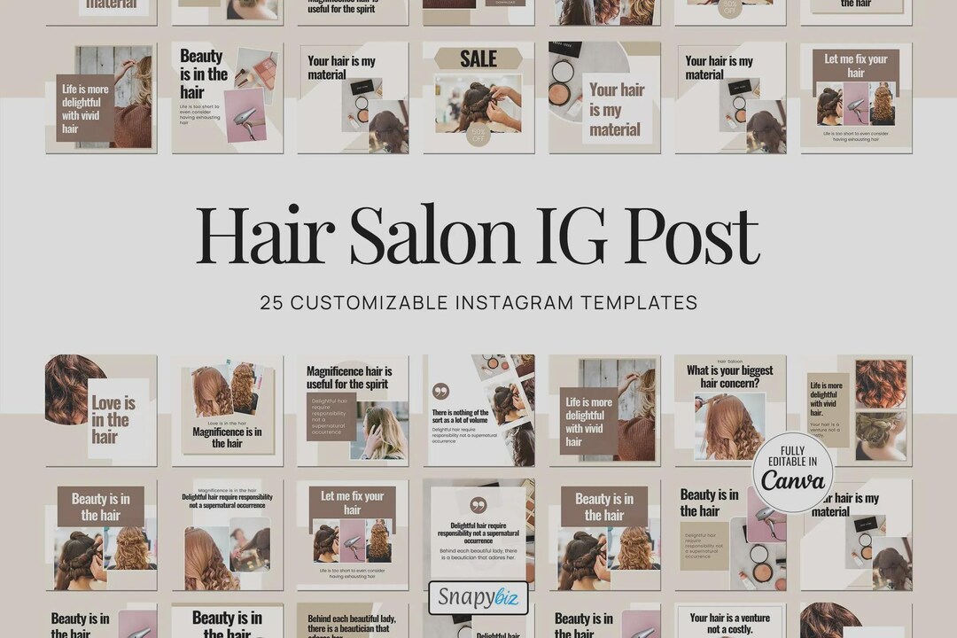 Hair Salon Instagram Post Template, Canva Social Media Beauty Marketing ...