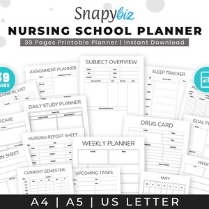Nursing Student Planner Nursing School Printable Planner - Etsy
