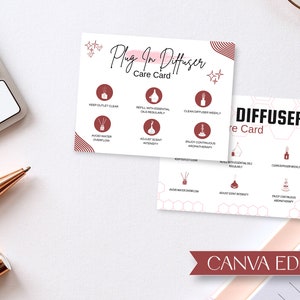 Onderhoudskaartsjabloon voor plug-in diffuser, bewerkbare plug-in onderhoudsgids luchtverfrisser, afdrukbare veiligheidsinstructies etherische-olieverspreider CC-272