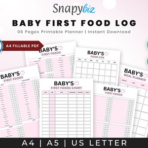 Fillable Baby Food Printable Planner, Baby Food Tracker, Baby's First ...