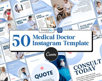 Medical Instagram Templates, Healthcare Instagram Templates, Healthcare Doctor Nurse Physician, Social Media Canva Templates For Doctor
