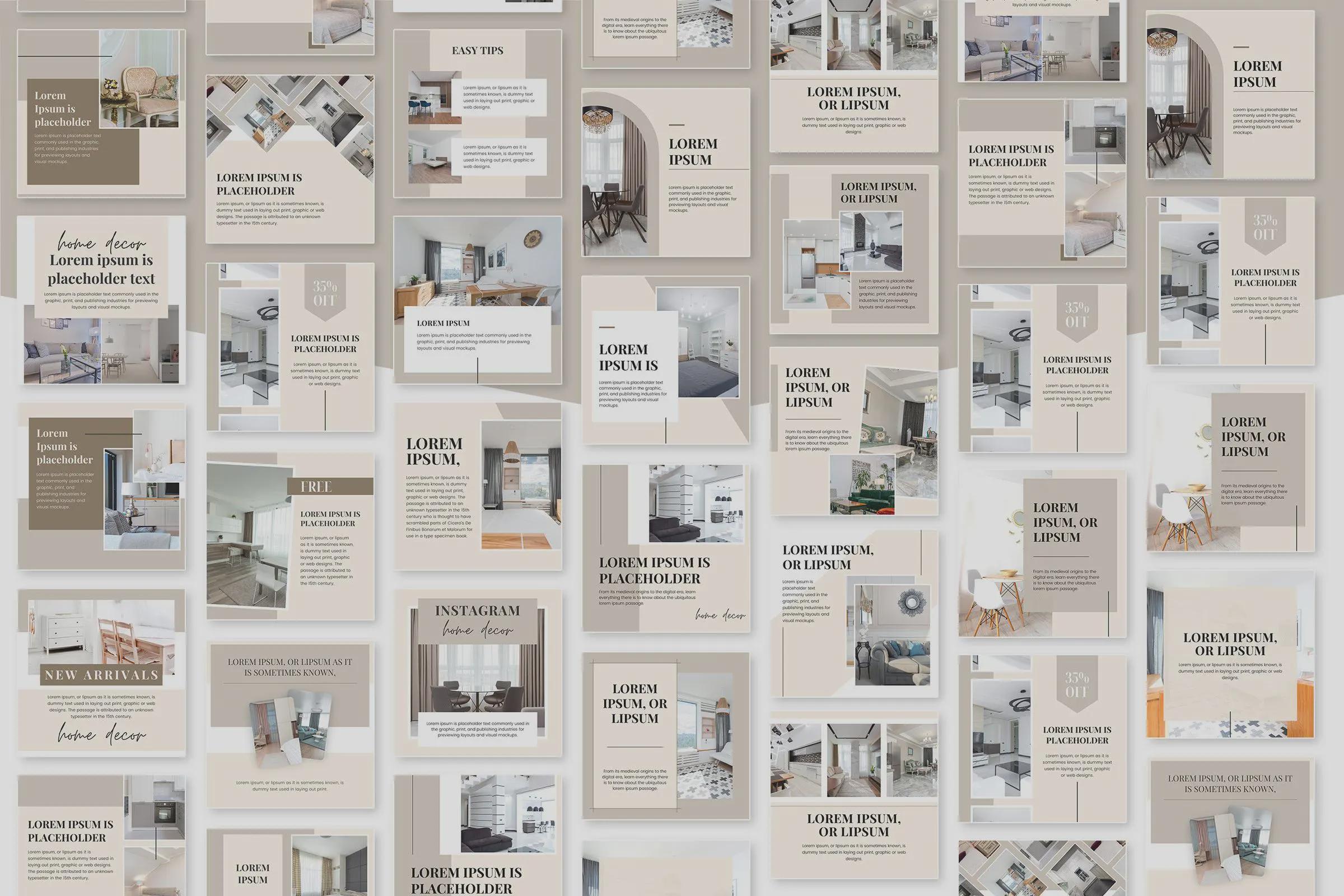 Home Decor Instagram Post Template, Canva Editable Interior Designer ...
