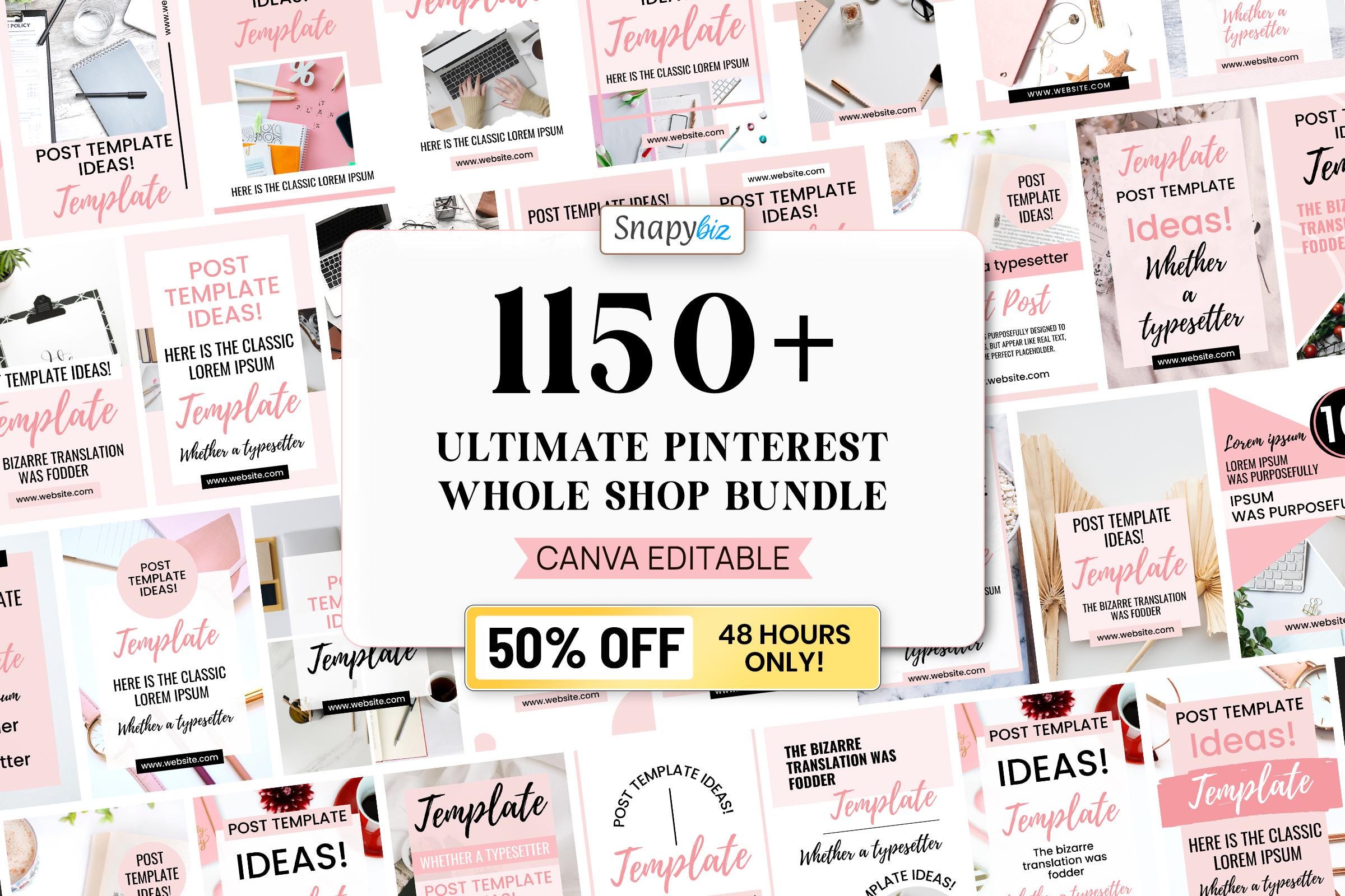 1150+ Pinterest Canva Templates Bundle: Social Media Marketing Kit