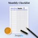 Monthly Checklist Printable Planner PDF Weekly to Do List - Etsy