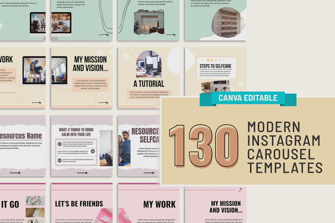 Instagram Carousel Template Bundle Canva Editable Custom Social Media ...