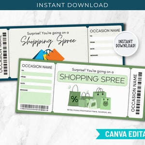 Plantilla de Canva para vales de compras imprimibles Diseño de vales de compras de Canva Vale de regalo de compras personalizable Certificado de regalo BP-144