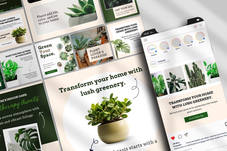 Plant Instagram Post Template, Editable Canva Template, Social Media ...