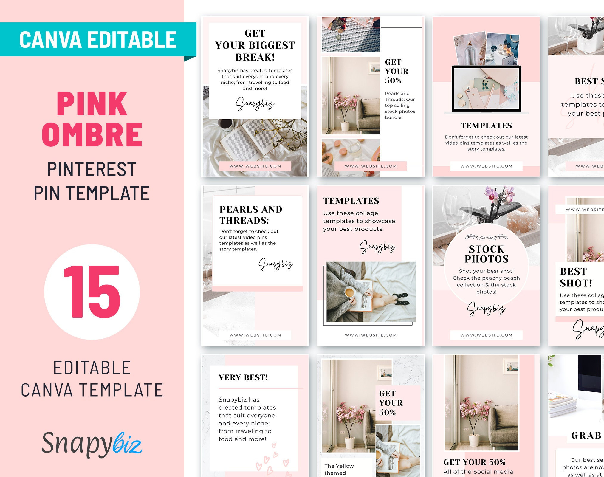 Pink Pinterest Pins Template, Blogger Pinterest Pins, Pinterest Marketing, Pinterest Canva Designs Social Media Templates, Pink Modern Pins