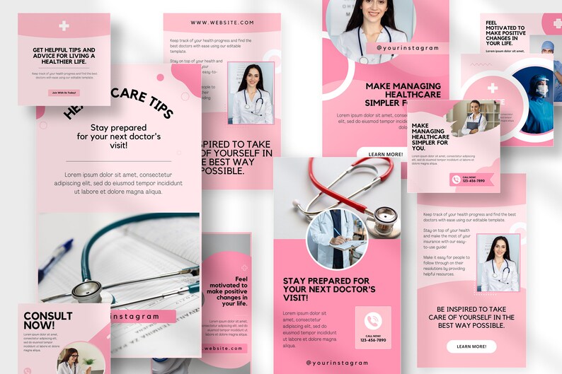 Healthcare Social Media Template Bundle, Canva Social Media Boost, Medical, Wellness, and Health Marketing Kit image 10