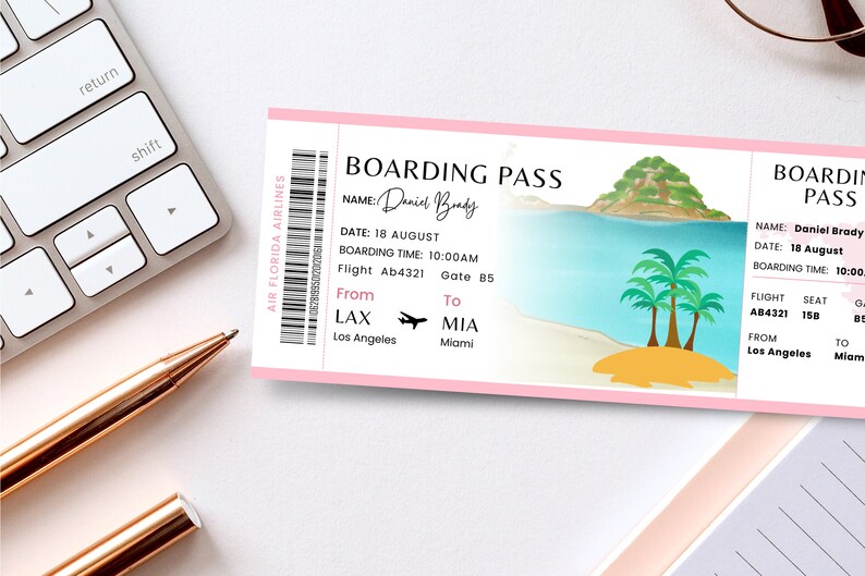 Editable Boarding Pass Template Bundle, Travel Airline Ticket, DIY