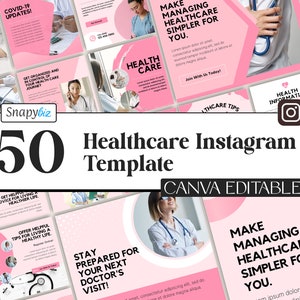 Szablony na Instagram dla opieki zdrowotnej, edytowalne szablony postów Canva, medyczne posty na Instagramie, szablony na Instagram dla dobrego samopoczucia, niestandardowa treść dotycząca zdrowia