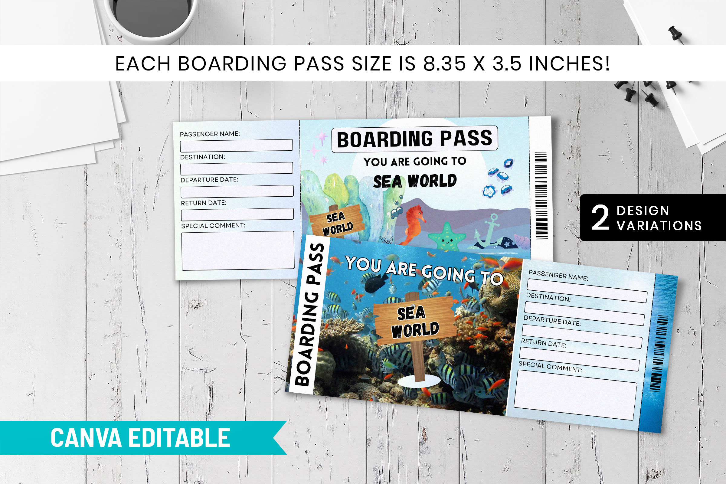 Sea World Surprise Ticket Template Editable Sea World Ticket Template Customizable Sea World