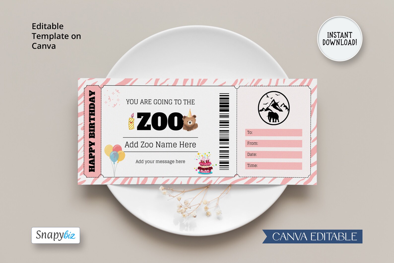 Editable Zoo Birthday Gift Voucher Template, Canva Zoo Certificate ...