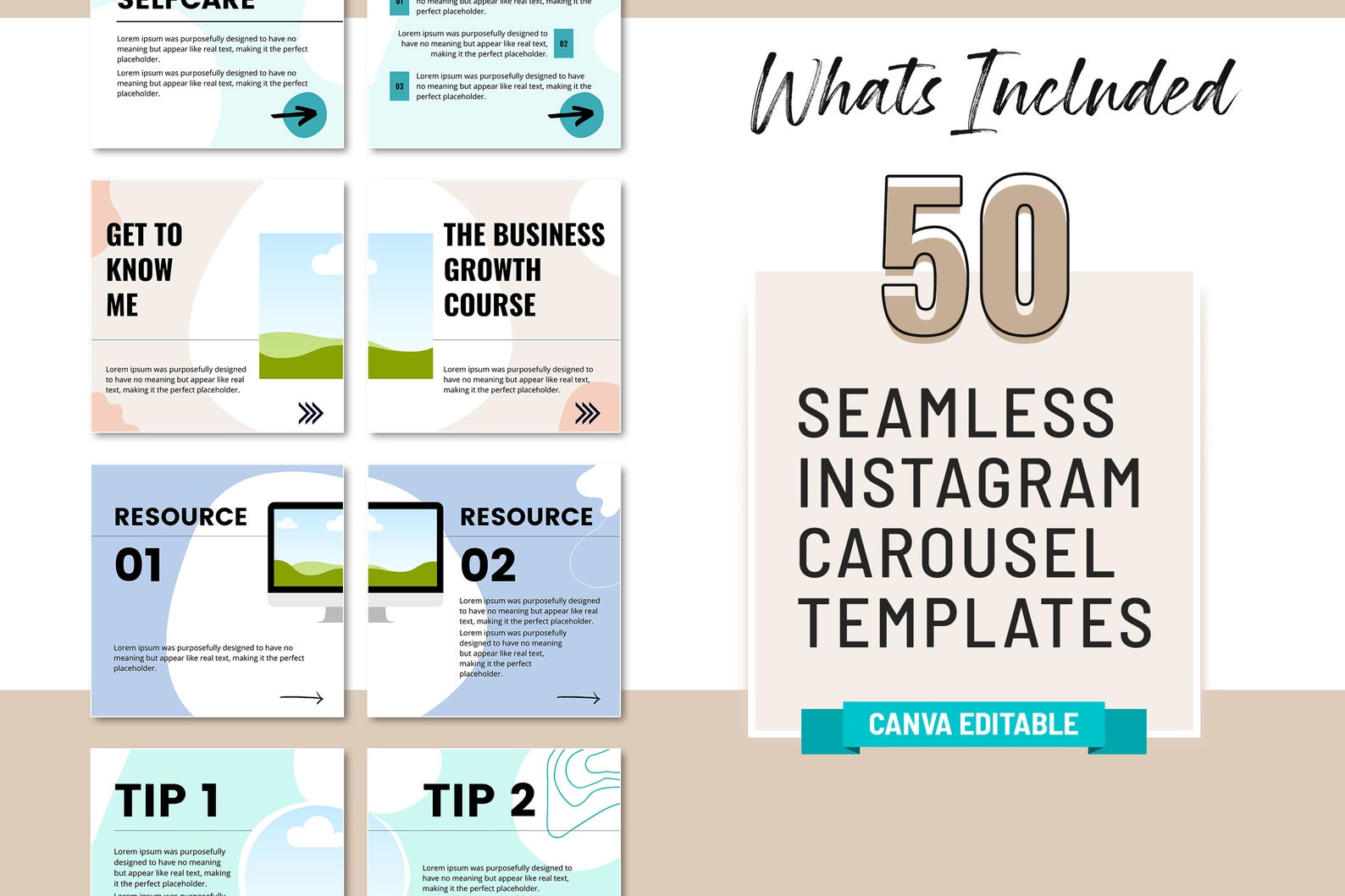 Aesthetic Instagram Carousel Templates, Seamless Canva Posts for Social ...