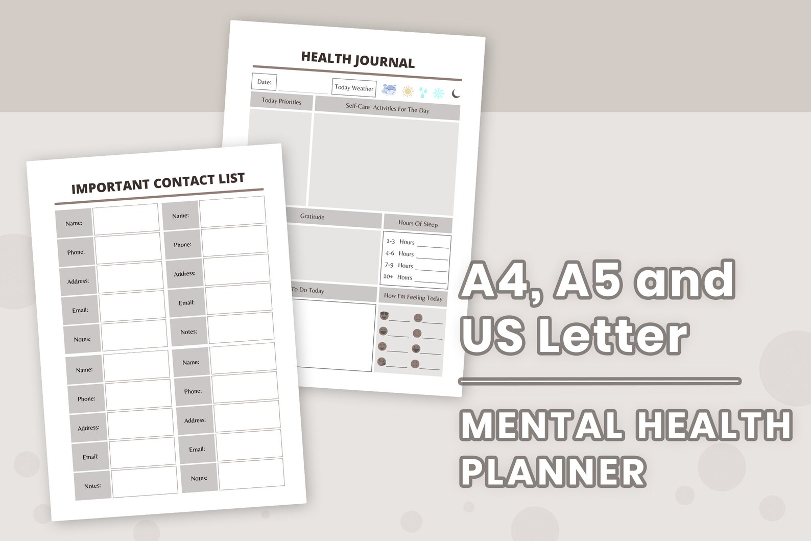 Mental Wellness Printable Planner Mental Health Planner A4 | Etsy
