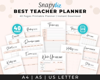 Teacher's 6 Subject Printable Planner Templates Bundle - Etsy
