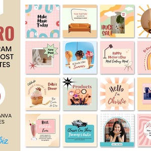 Modelli Instagram retrò, post Instagram retrò modificabili, modelli Instagram vintage, modelli Canva retrò, layout Instagram groovy
