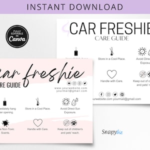 Auto Freshie Pflegekarte Druckbare Canva Vorlage Auto erfrischer Pflegeanleitung Bearbeitbarer Lufterfrischer Sicherheit Digitaler Download CC-273